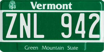 VT license plate ZNL942