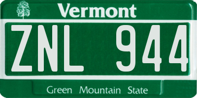 VT license plate ZNL944