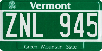 VT license plate ZNL945