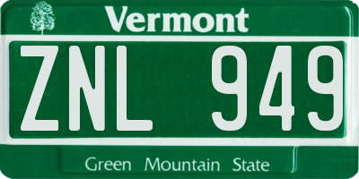 VT license plate ZNL949