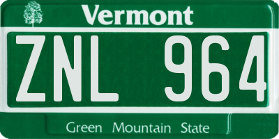 VT license plate ZNL964