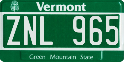 VT license plate ZNL965