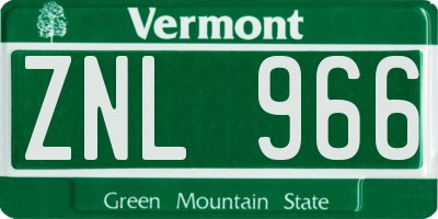 VT license plate ZNL966