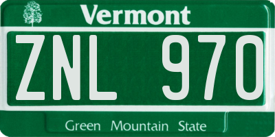 VT license plate ZNL970