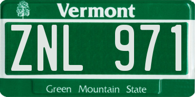 VT license plate ZNL971