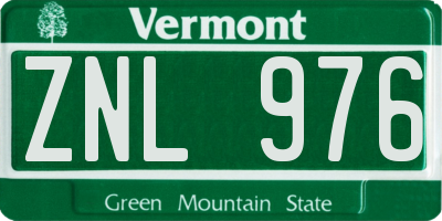 VT license plate ZNL976