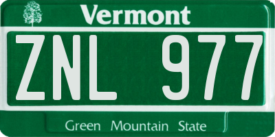 VT license plate ZNL977