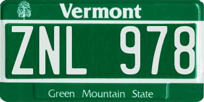 VT license plate ZNL978