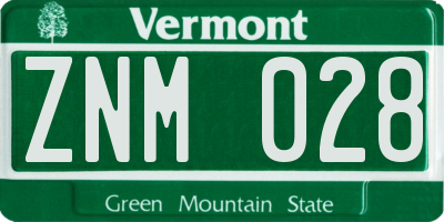 VT license plate ZNM028