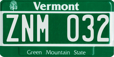 VT license plate ZNM032
