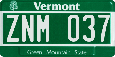 VT license plate ZNM037