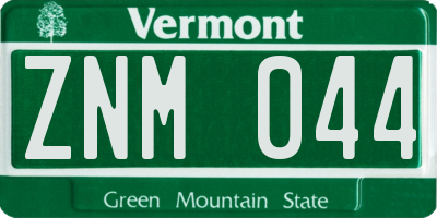 VT license plate ZNM044