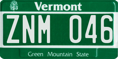 VT license plate ZNM046