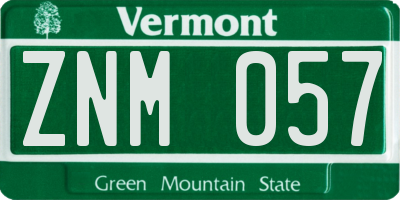 VT license plate ZNM057