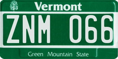 VT license plate ZNM066