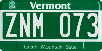 VT license plate ZNM073