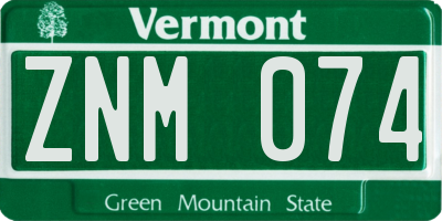 VT license plate ZNM074