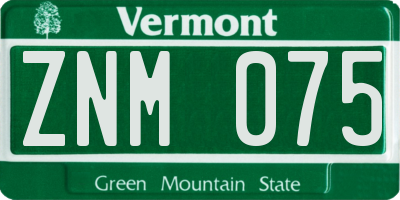 VT license plate ZNM075