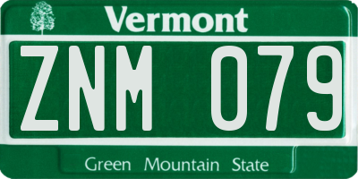VT license plate ZNM079