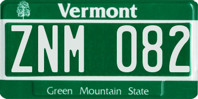 VT license plate ZNM082