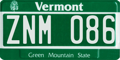 VT license plate ZNM086