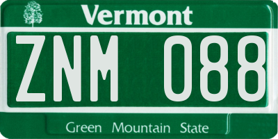 VT license plate ZNM088