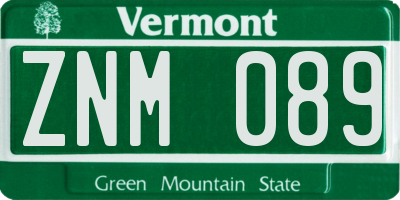 VT license plate ZNM089