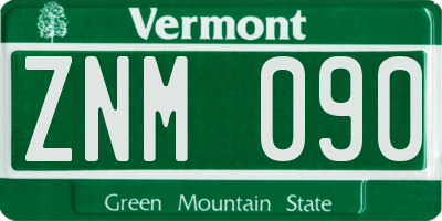 VT license plate ZNM090