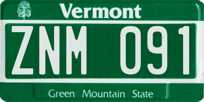 VT license plate ZNM091
