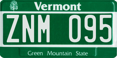 VT license plate ZNM095