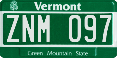 VT license plate ZNM097