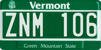 VT license plate ZNM106