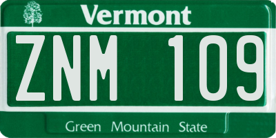 VT license plate ZNM109