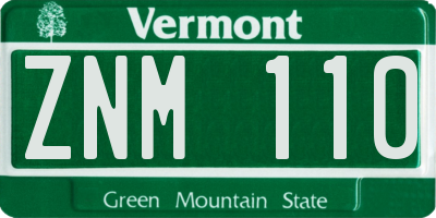 VT license plate ZNM110