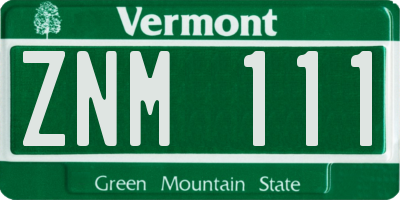VT license plate ZNM111