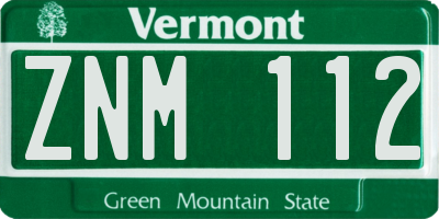 VT license plate ZNM112