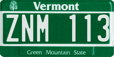 VT license plate ZNM113
