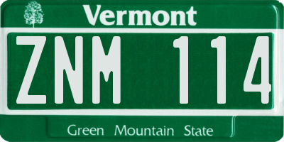 VT license plate ZNM114