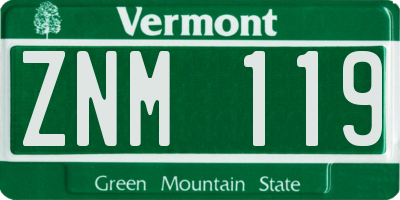 VT license plate ZNM119