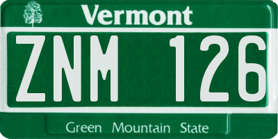 VT license plate ZNM126