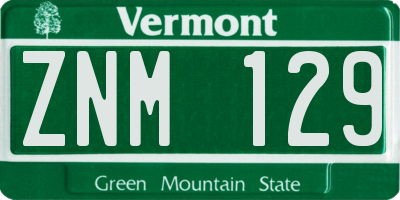 VT license plate ZNM129