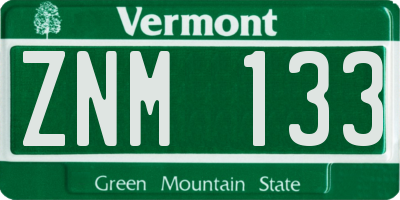 VT license plate ZNM133