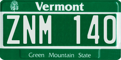 VT license plate ZNM140