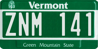 VT license plate ZNM141