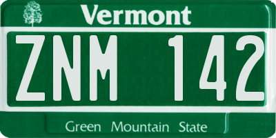VT license plate ZNM142