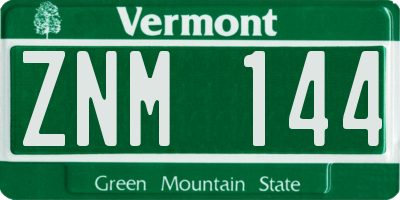 VT license plate ZNM144