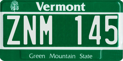 VT license plate ZNM145