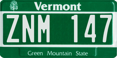 VT license plate ZNM147