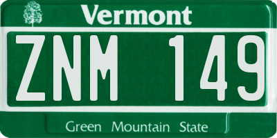 VT license plate ZNM149