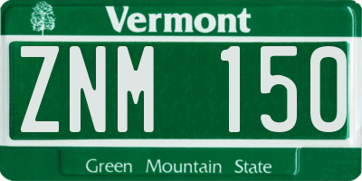 VT license plate ZNM150